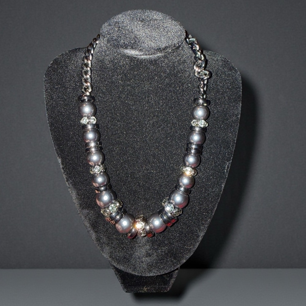 Givenchy Silver Gun Metal Beaded Necklace - Picture 1 of 4